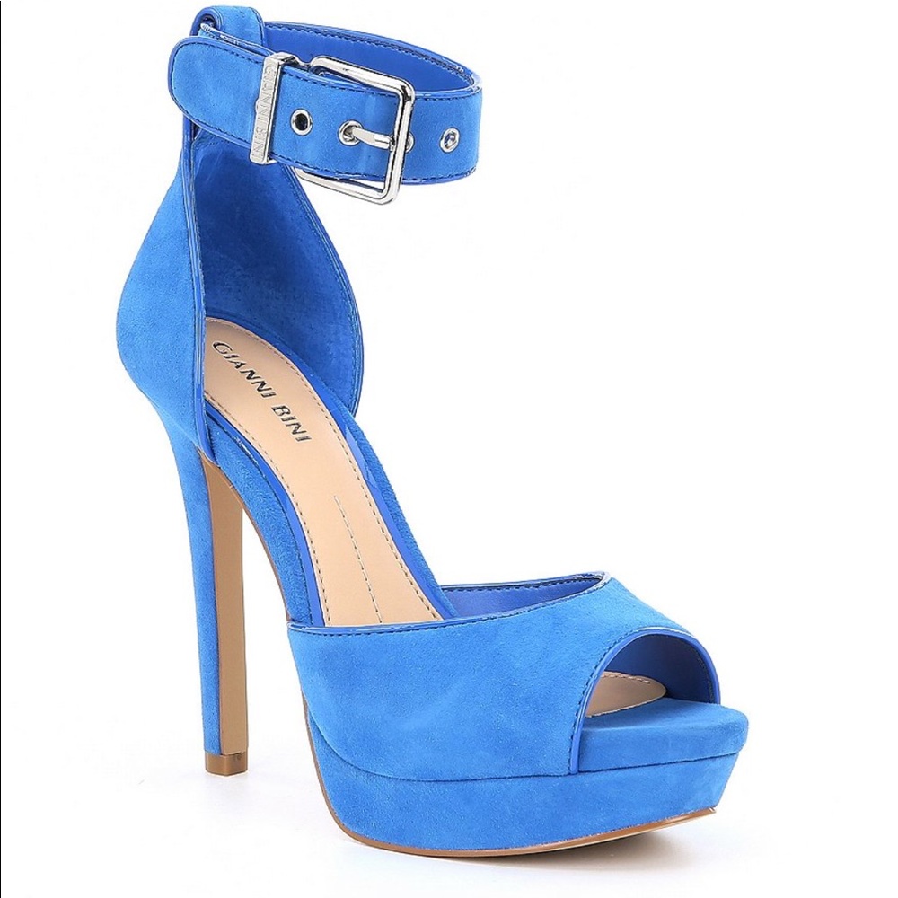 6.5 gianni bini blue platform heels